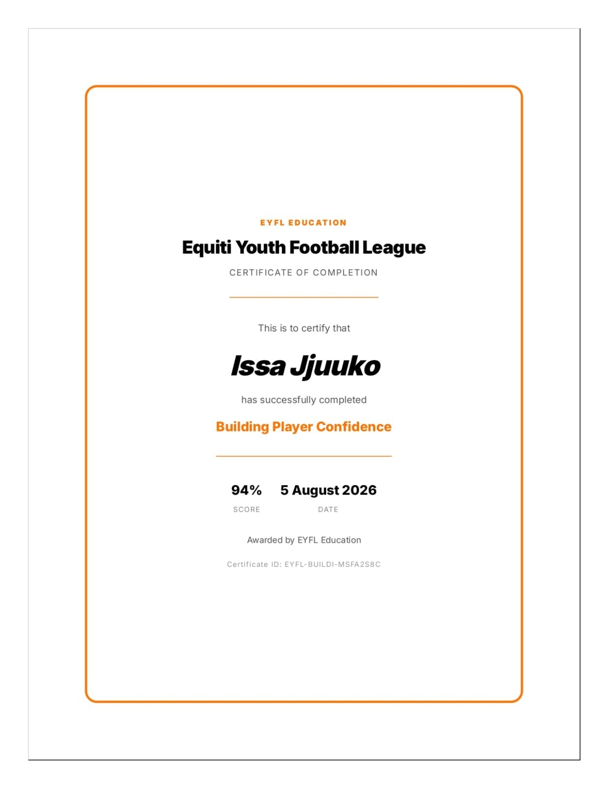 Professional Athletic Experience credential